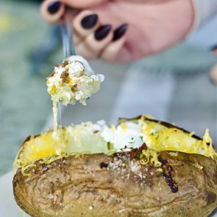 Forkful Of Air Fryer Baked Potatoes