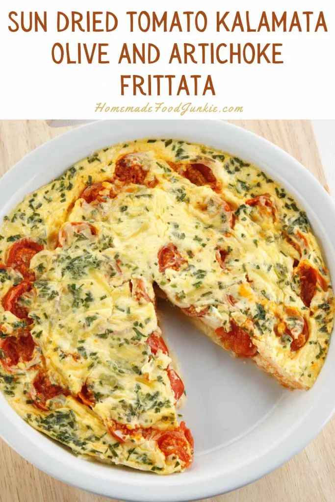 Sun Dried Tomato Kalamata Olive And Artichoke Frittata-Pin Image