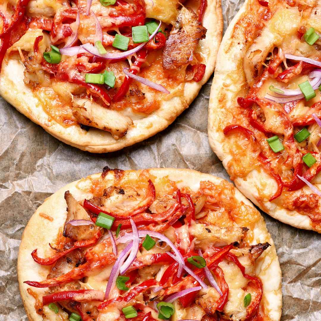Homemade Pizzas on Indian Naan Bread