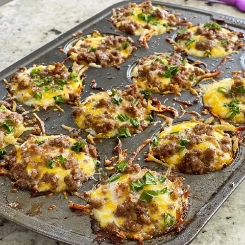 A Muffin Pan Of Baked Egg Cups