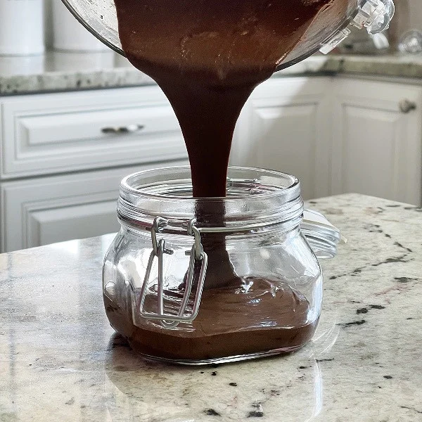 Pouring Homemade Nutella. Nutella Recipes Made From Scratch Are The Best.