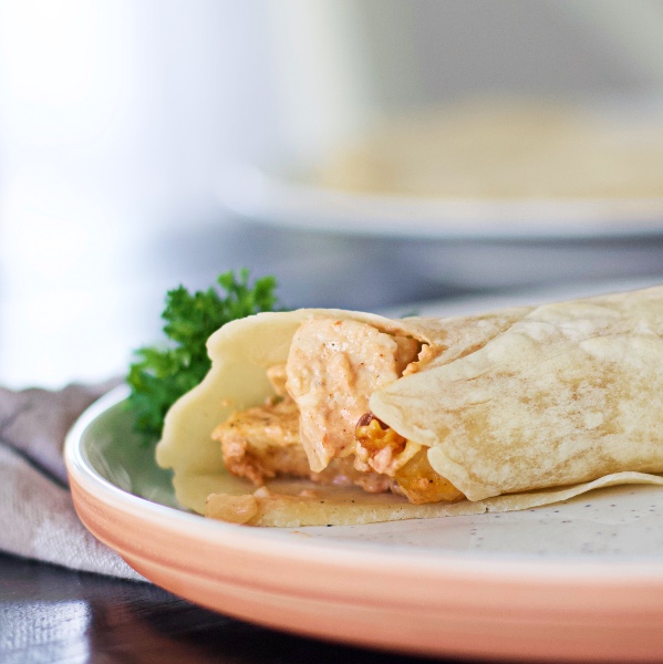 sourdough tortillas with spicy chicken filling