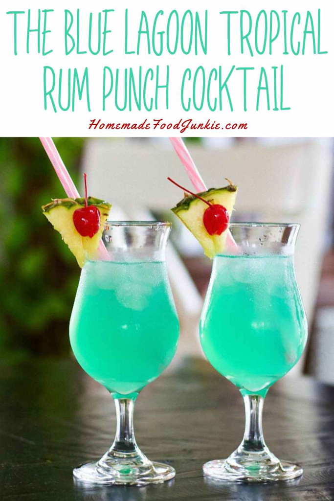 The Blue Lagoon Tropical Rum Punch Cocktail