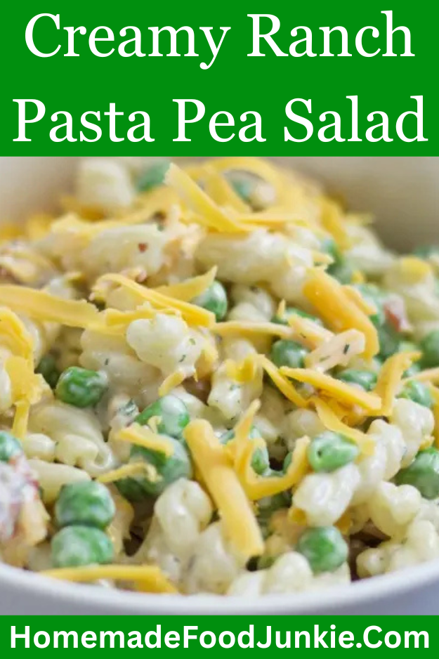 Creamy Ranch Pasta Pea Salad with Bacon 6 creamy ranch pasta pea salad in a bowl