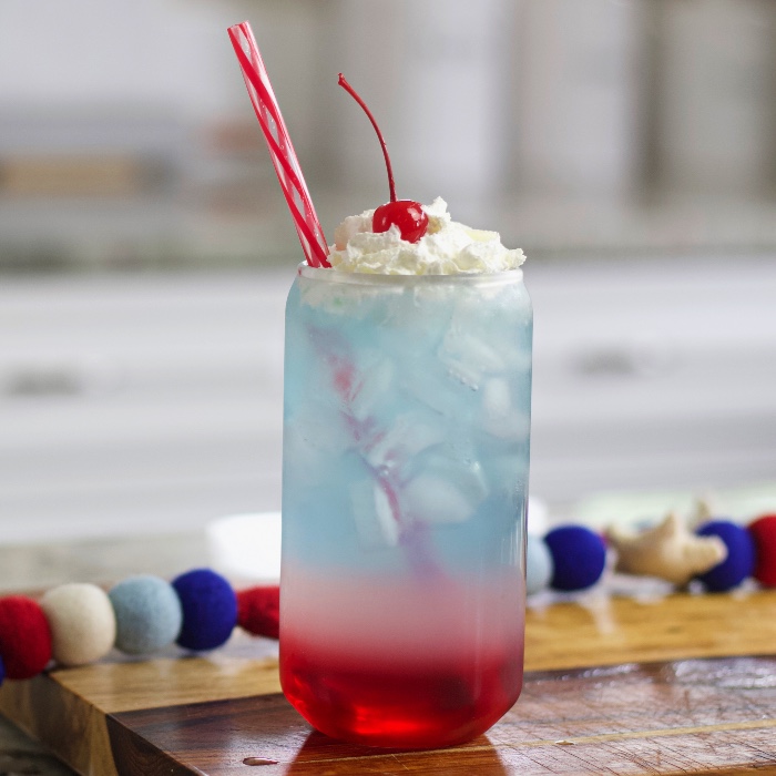 non alcoholic drink- red white and blue