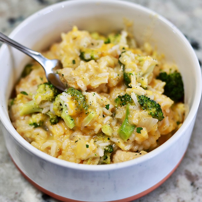 chicken dinner recipe with broccoli cheese and rice