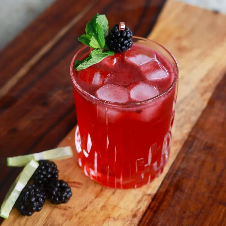 Blackberry lime refresher cocktail