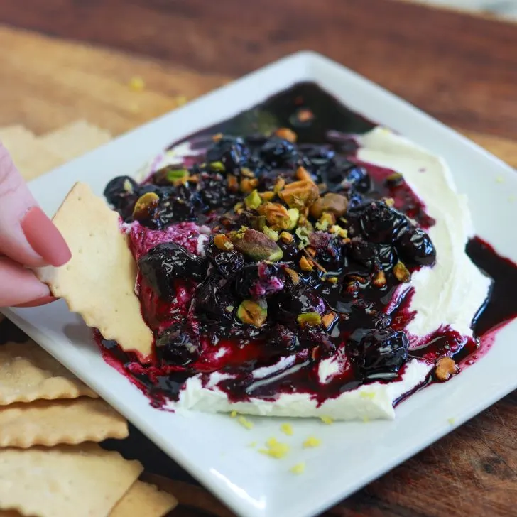 whipped goat cheese with blueberry compote