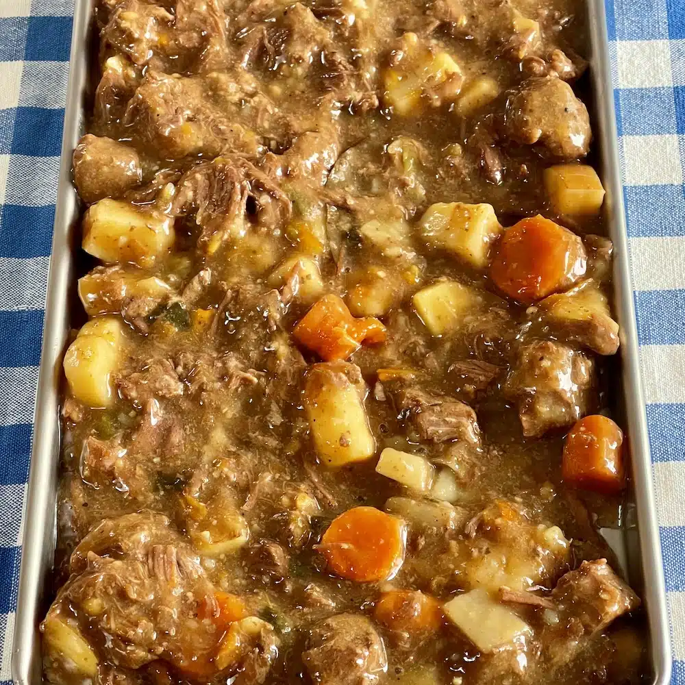 Freeze Drying Food Safety: How to Preserve Food Safely at Home 11 homemade stew on freeze dry trays.