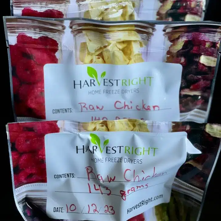 labeled freeze dried chicken