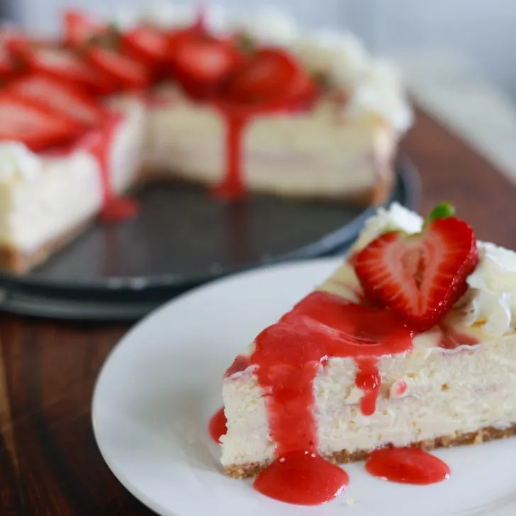 strawberry swirl cheesecake piece