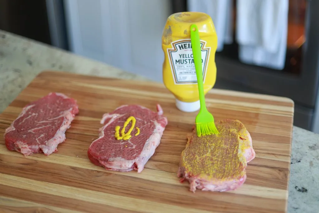 How To Cook The Perfect Blackstone Steak 2 Using Mustard As A Binder On Steak