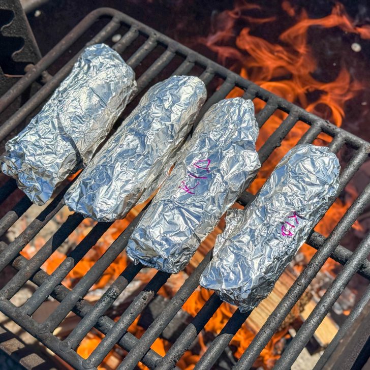 making breakfast burritos over campfire