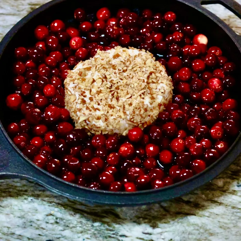 Baked Goat Cheese Roasted Cranberry Appetizer Before Baking
