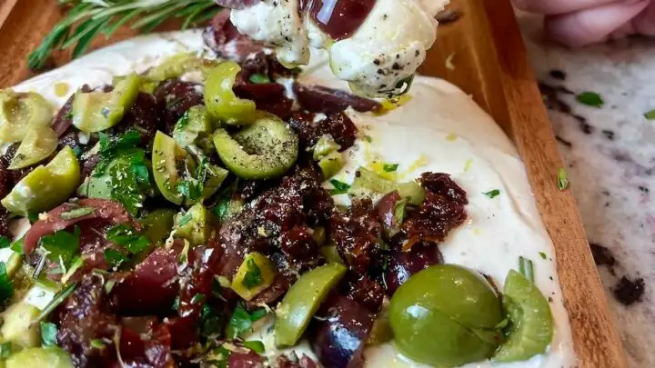 Mediterranean Whipped Feta With Sun Dried Tomatoes And Olives