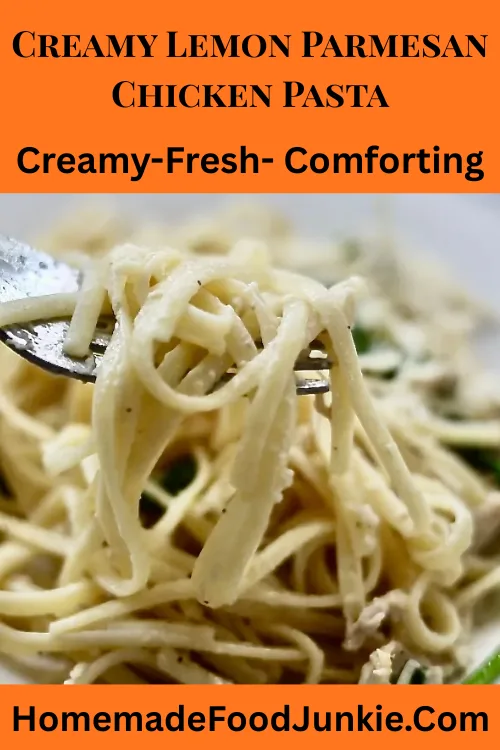 Creamy Lemon Parmesan Chicken Pasta– Easy 30 Minute Dinner Recipe 3 This Creamy Lemon Parmesan Chicken Pasta is a comforting yet fresh dinner made with tender chicken, pasta, bright lemon, and a rich parmesan sauce. An easy weeknight meal that comes together quickly and feels both cozy and light—perfect for busy nights when you still want big flavor.