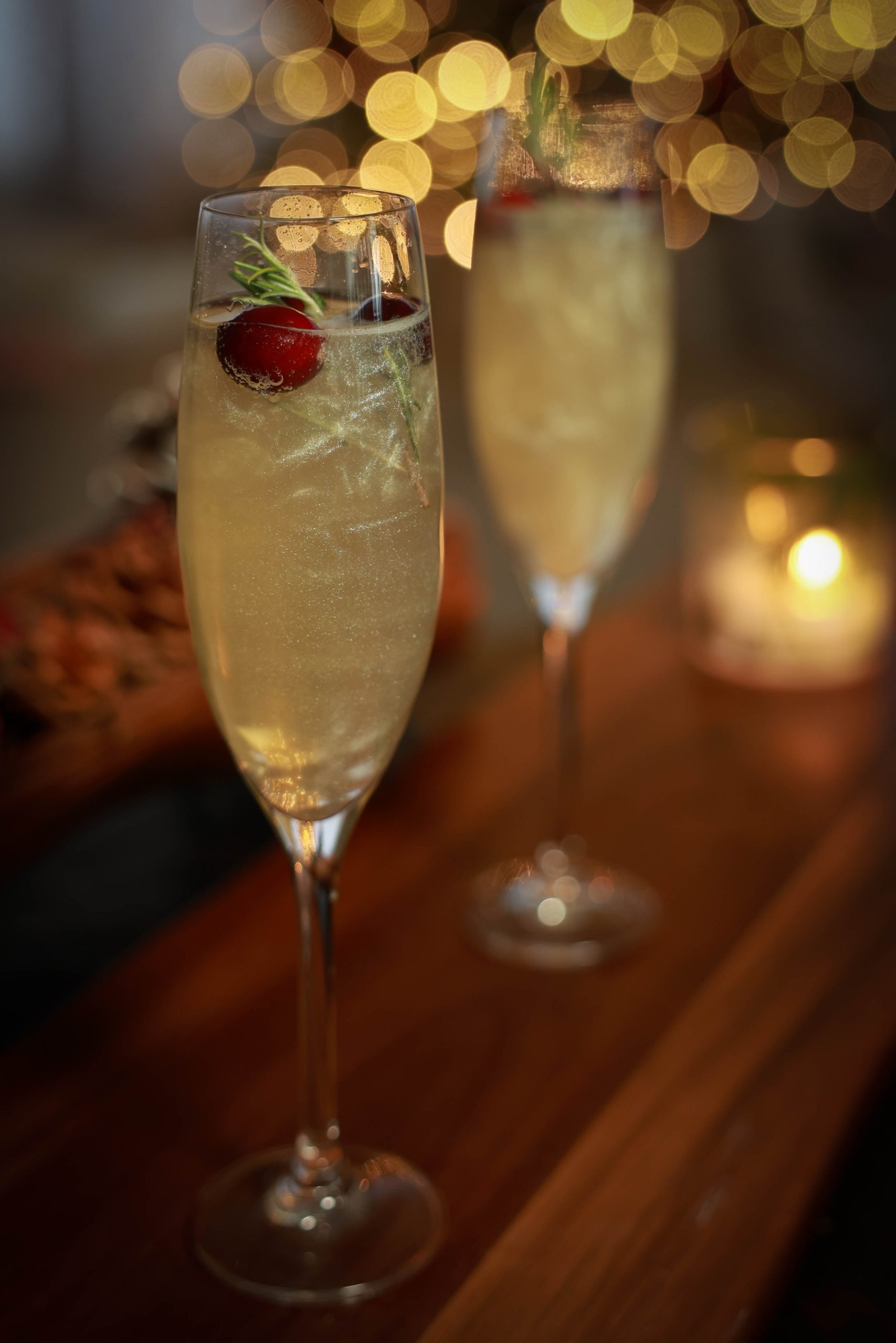 white cranberry mimosa with edible glitter