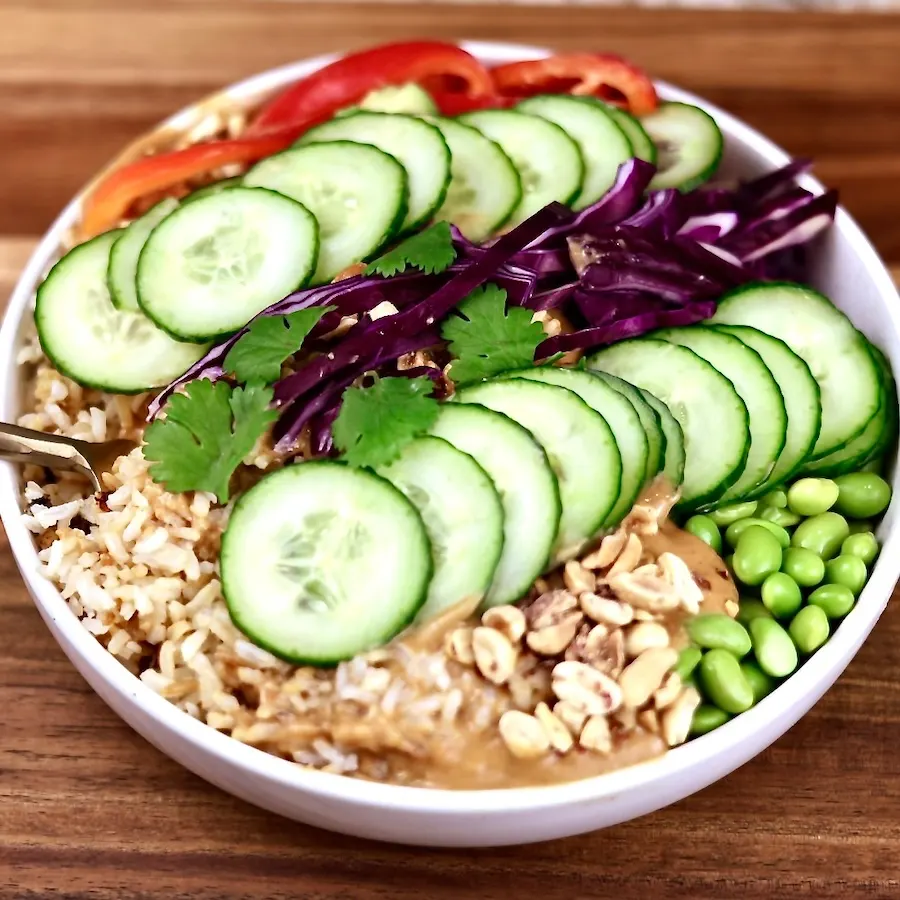 Crispy Rice Veggie Bowl &Amp; Peanut Sauce 1 Crispy Rice Veggie Bowl