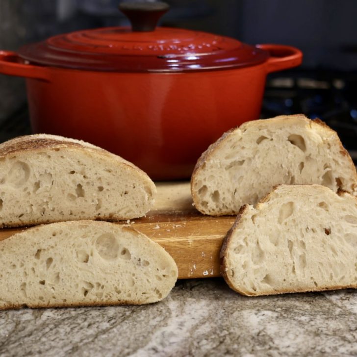 Side-by-side sourdough crumb comparison showing structural difference