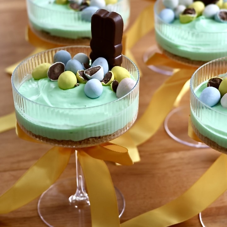 Adorable No Bake Easter Cheesecake Cups 2 no bake easter cheesecake cups with cadbury eggs