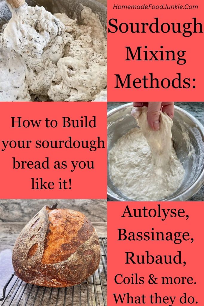 Sourdough Mixing Methods: How Bakers Develop Dough Strength and Structure 11 sourdough mixing methods: pin image collage of mixing methods