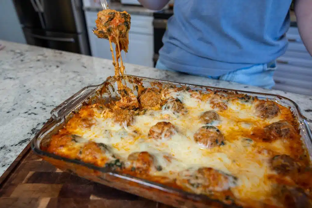 Dump and Bake Lasagna Dinner 4 Pull of dump and bake oven lasagna