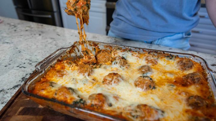 Pull of dump and bake oven lasagna