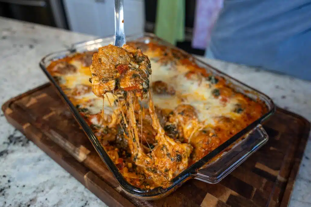 Dump and Bake Lasagna Dinner 1 dump and bake lasagna from pan scoop.