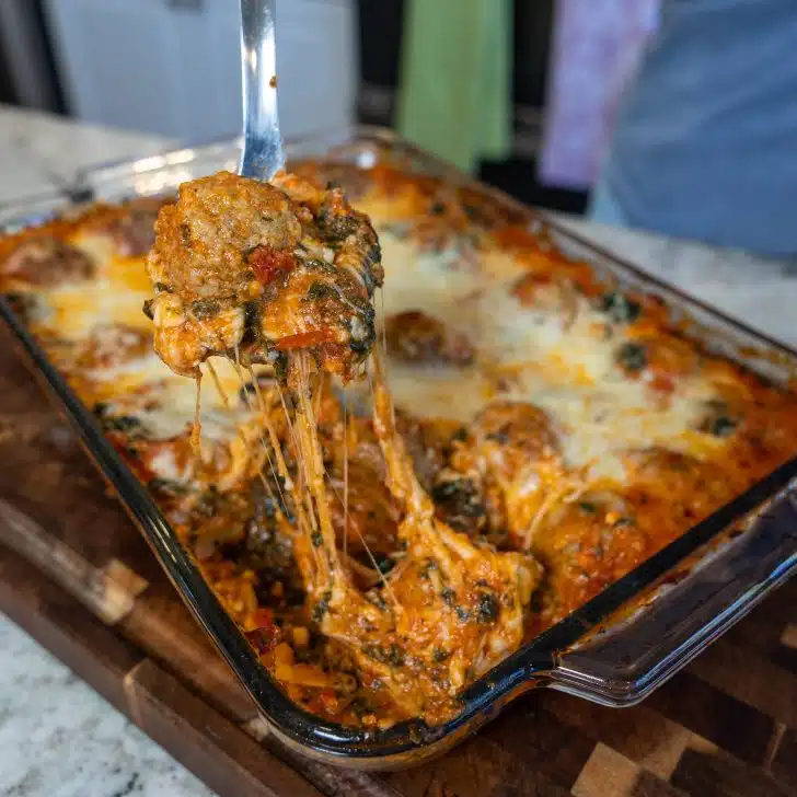 dump and bake lasagna from pan scoop.