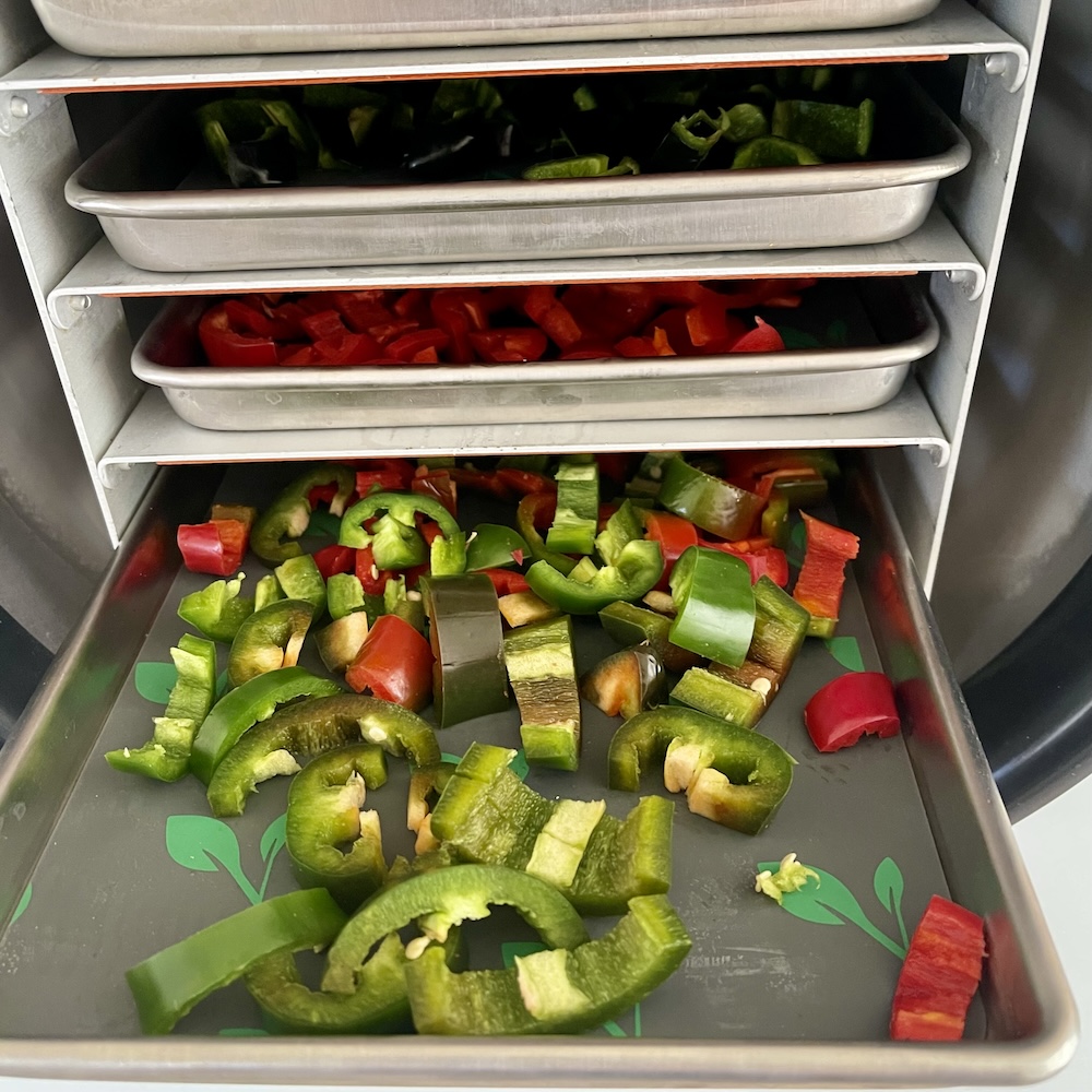 What is Good To Freeze Dry? Best Foods and Foods to Avoid 1 freeze drying garden peppers. jalapeños and Pasillas shown on freeze dry trays going in the machine