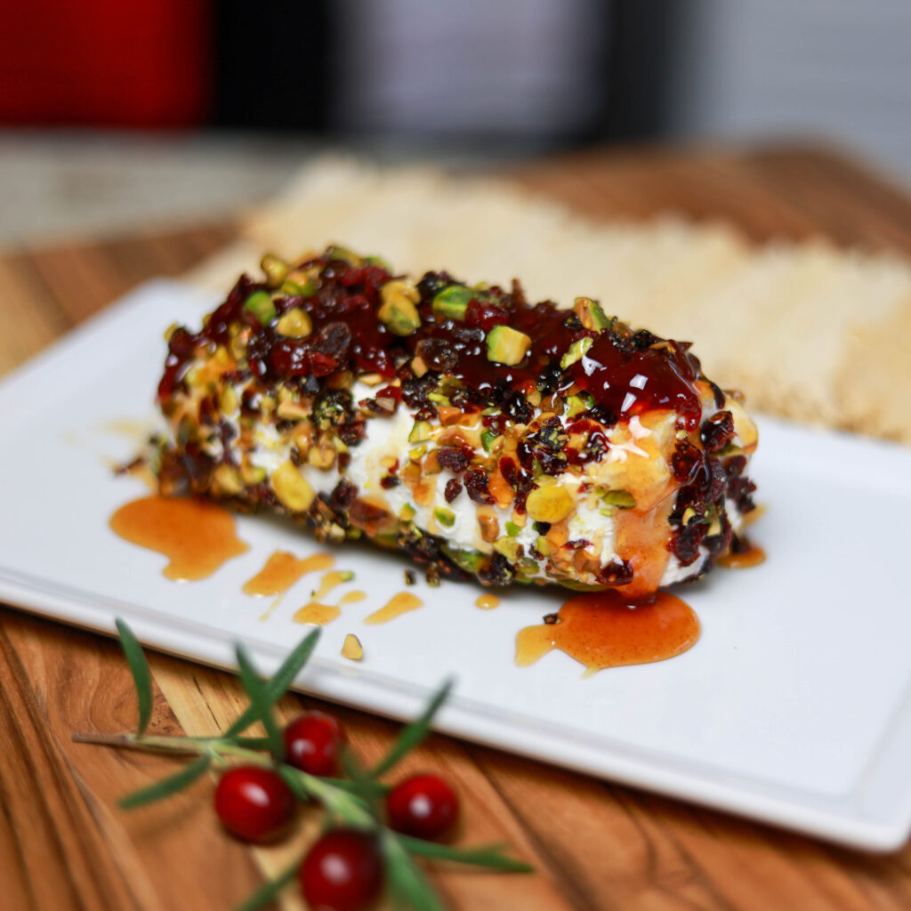 Brown Butter Maple Bacon Whipped Goat Cheese 4 goat cheese log appetizer