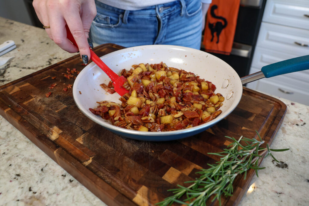 Brown Butter Maple Bacon Whipped Goat Cheese 2 stirring topping for the appetizer Maple Bacon Whipped Goat Cheese